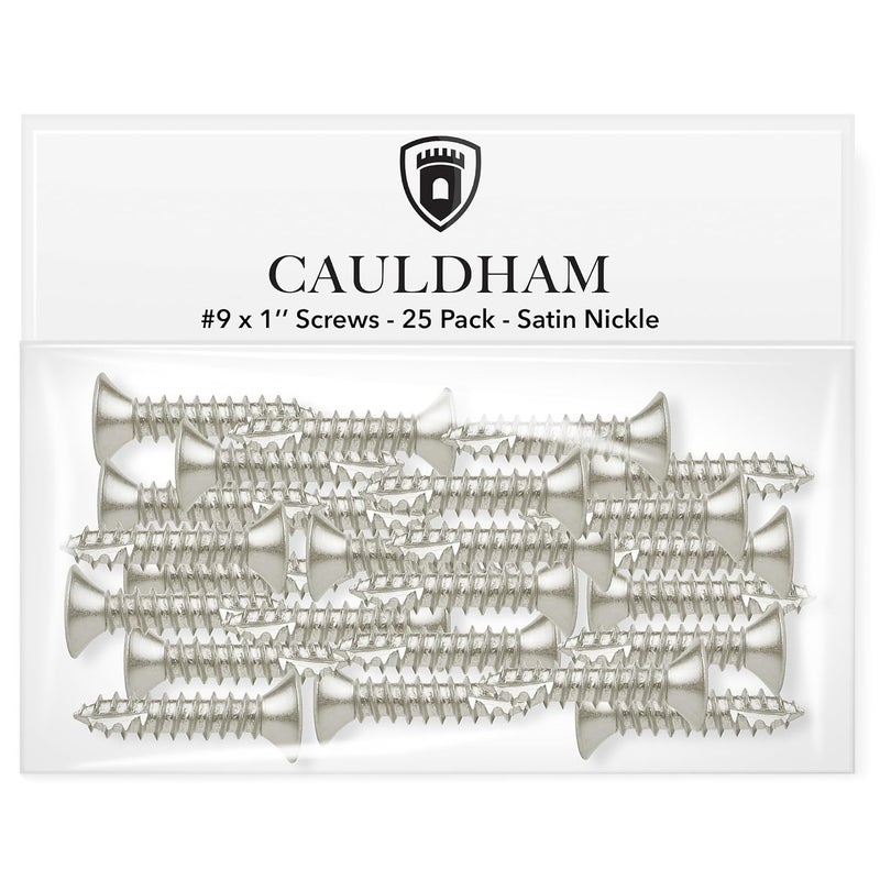 CAULDHAM Store Satin Nickel Wood Screws #9 x 1 Inch for Door Hinges - 25 Pack - Image 2